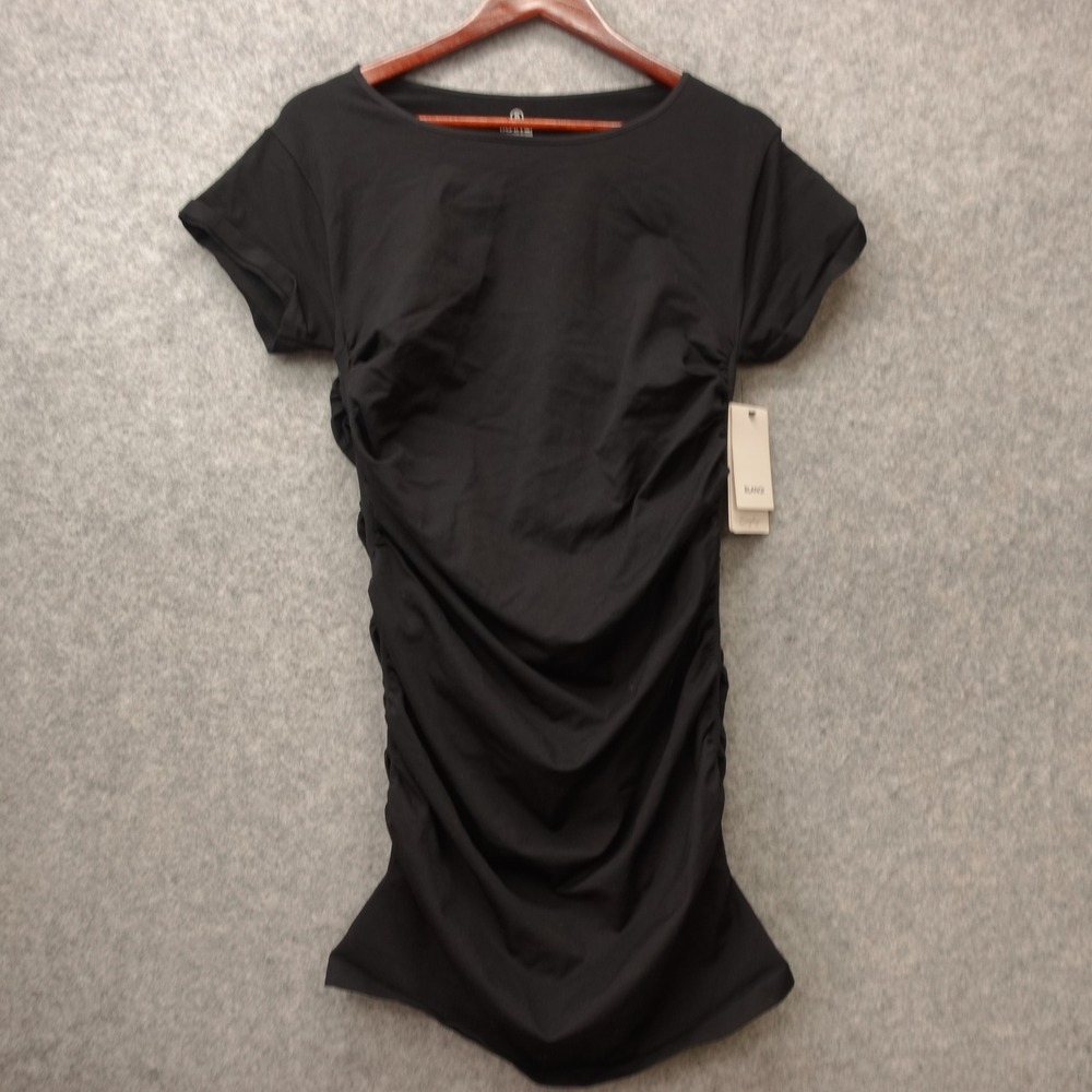 Black Minimalist Maternity Dress Womens M L Fitted Whimsigoth Ruched Mini BLANQI